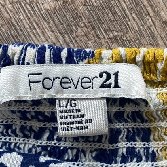 Forever 21 Island Tropical Vacation Strapless Dress Yellow Blue Green Sundress - Picture 10 of 11